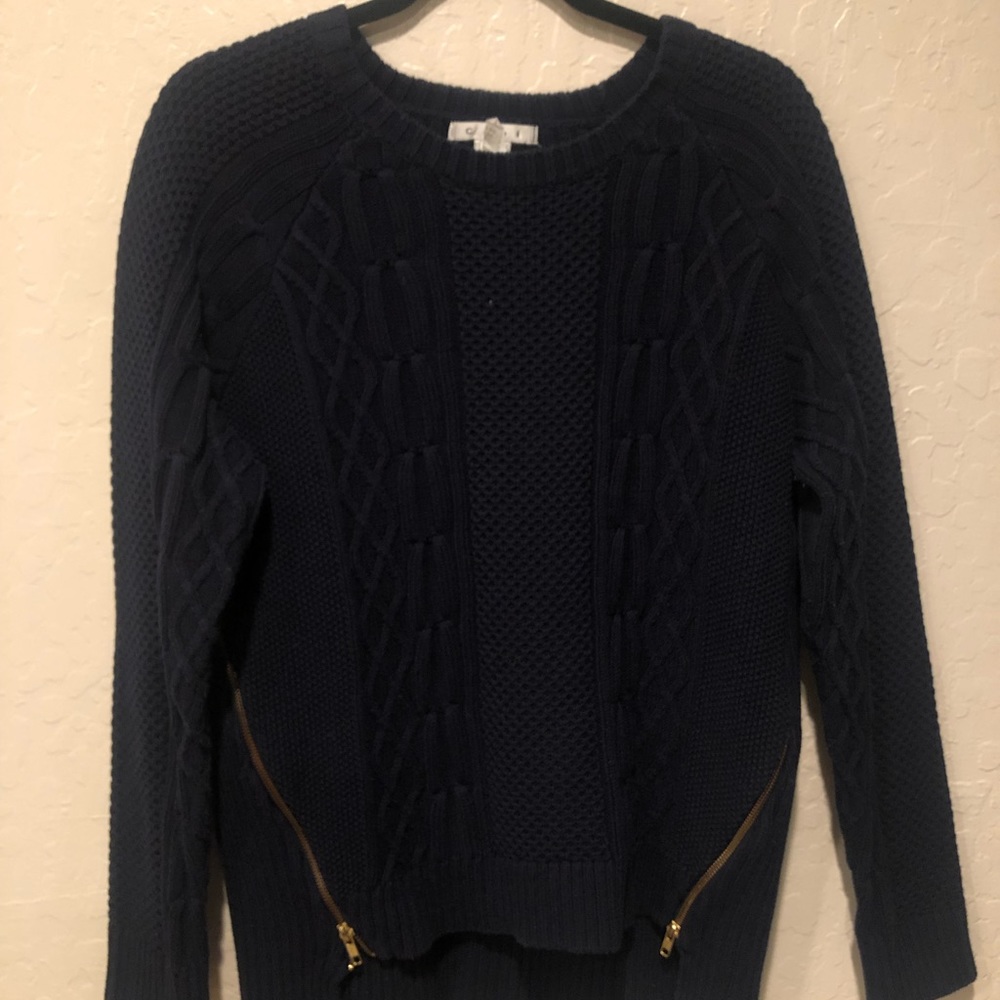 CAbi navy double zip sweater size XL